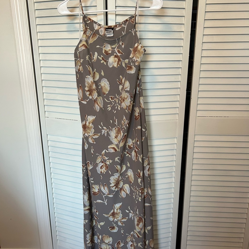 Floral Slip Maxi Dress in Taupe